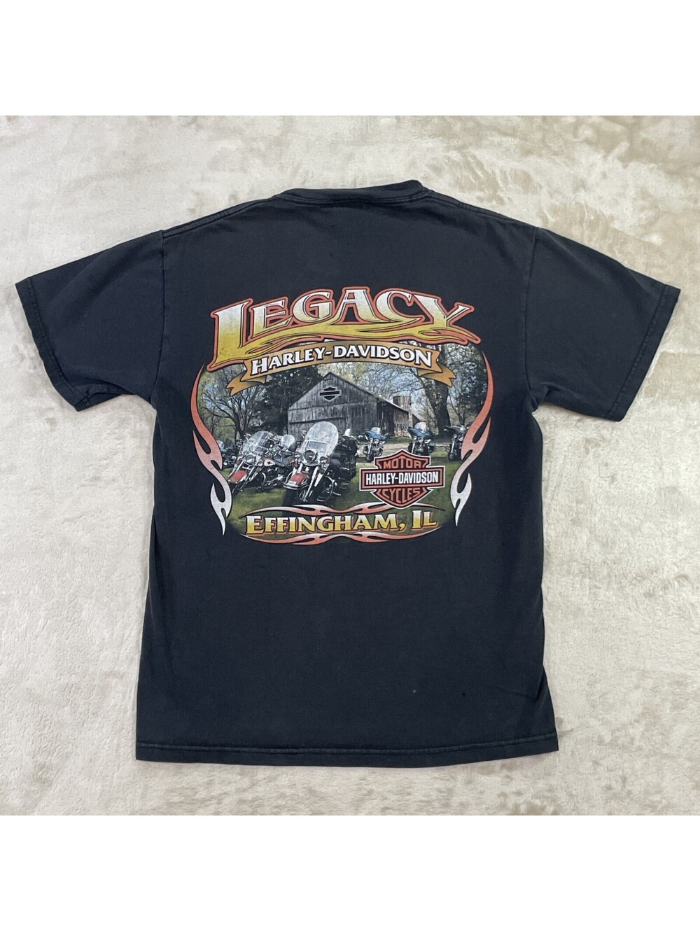 Harley-Davidson Y2K Vintage Motorcycle T-Shirt Effingham IL Cowboy Biker Mens S